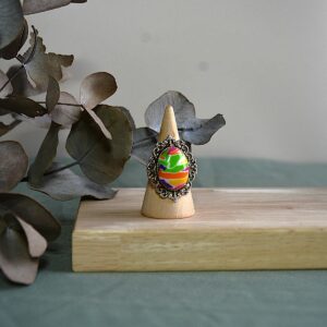 bague kaléidoscope coloré polymère -la fabrique de clem