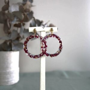 anneau résine rose rouge or -la fabrique de clem