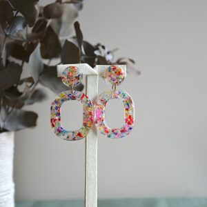 boucles coins arrondis puce fleurs séchées colorées résine-la fabrique de clem