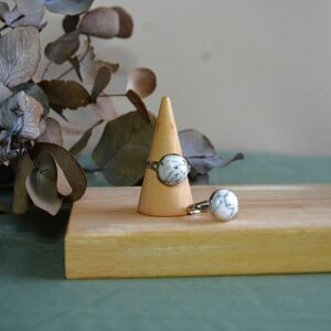 bague ronde blanc noir polymère -la fabrique de clem