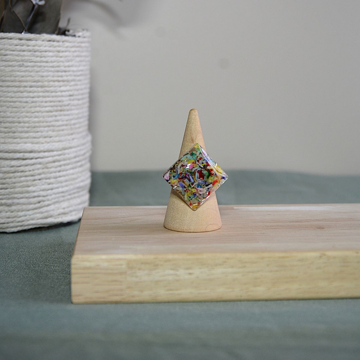 bague carré jardin éternel résine -la fabrique de clem