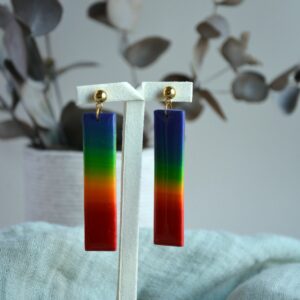 boucle rectangle arc en ciel polymère-la fabrique de clem