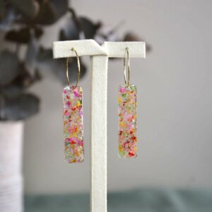 creole pampille rectangle fleurs séchée colorée résine-la fabrique de clem