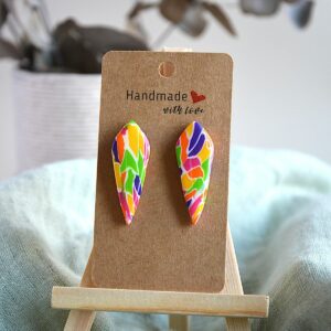 boucle goutte kaléidoscope coloré polymère -la fabrique de clem