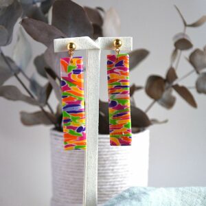 boucle rectangle kaléidoscope coloré polymère -la fabrique de clem