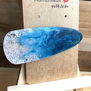barrette océane bleu résine -la fabrique de clem