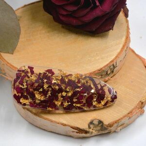 barrette rose rouge résine -la fabrique de clem