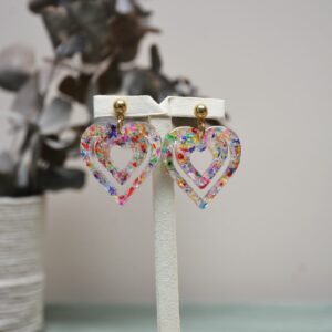 Boucle d'oreilles-double coeur-jardin éternel-résine-fleurs séchées-jpg