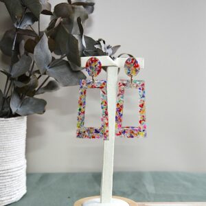 boucle puce résine fleurs séchées colorée violet-la fabrique de clem