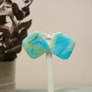 puce boucle d'oreilles inspiré mer bleu océan polymère