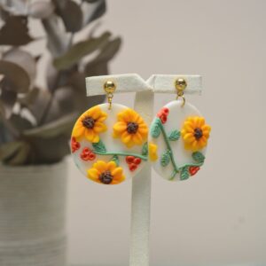 boucle tournesol jaune fleuris polymère jpg